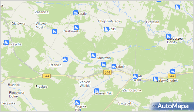 mapa Mostowo gmina Olszewo-Borki, Mostowo gmina Olszewo-Borki na mapie Targeo