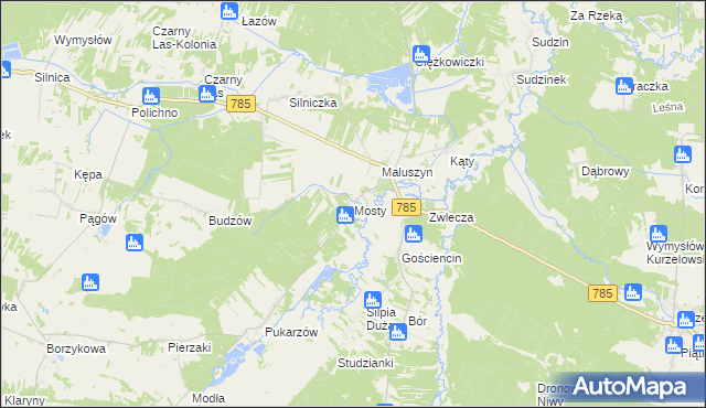 mapa Mosty gmina Żytno, Mosty gmina Żytno na mapie Targeo