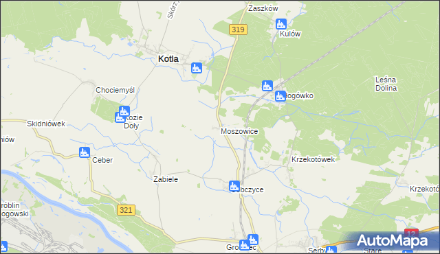 mapa Moszowice, Moszowice na mapie Targeo