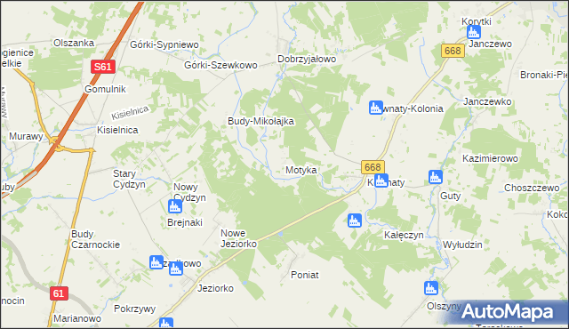 mapa Motyka, Motyka na mapie Targeo