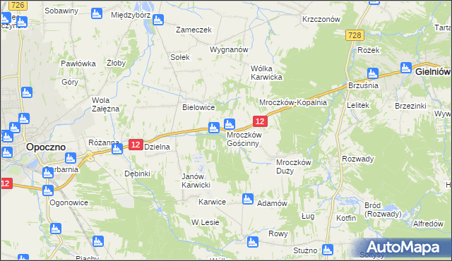 mapa Mroczków Gościnny, Mroczków Gościnny na mapie Targeo