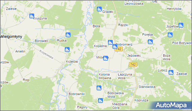 mapa Mrowina, Mrowina na mapie Targeo