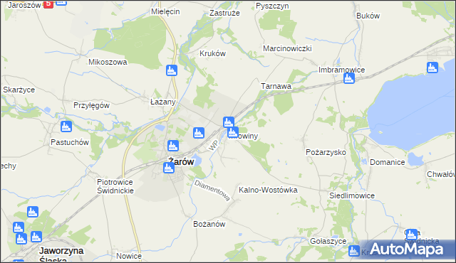 mapa Mrowiny gmina Żarów, Mrowiny gmina Żarów na mapie Targeo