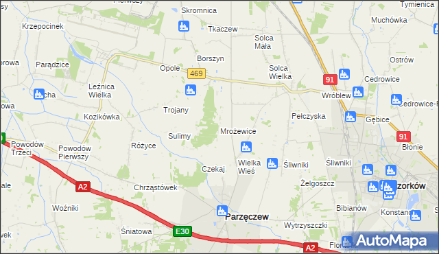 mapa Mrożewice, Mrożewice na mapie Targeo