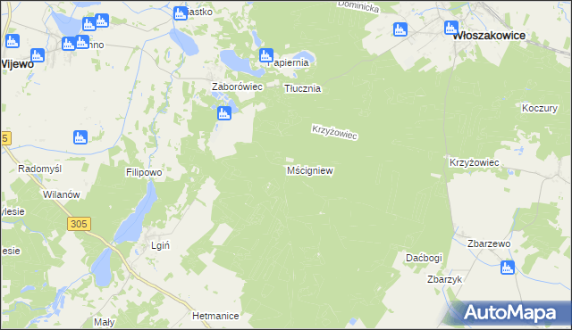 mapa Mścigniew, Mścigniew na mapie Targeo