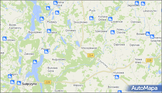 mapa Mściszewice, Mściszewice na mapie Targeo