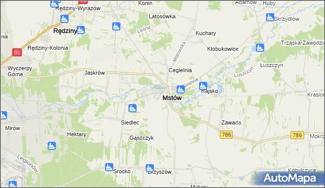 mapa Mstów powiat częstochowski, Mstów powiat częstochowski na mapie Targeo