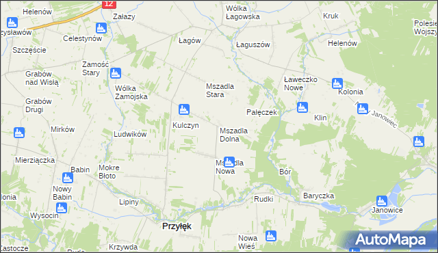 mapa Mszadla Dolna, Mszadla Dolna na mapie Targeo