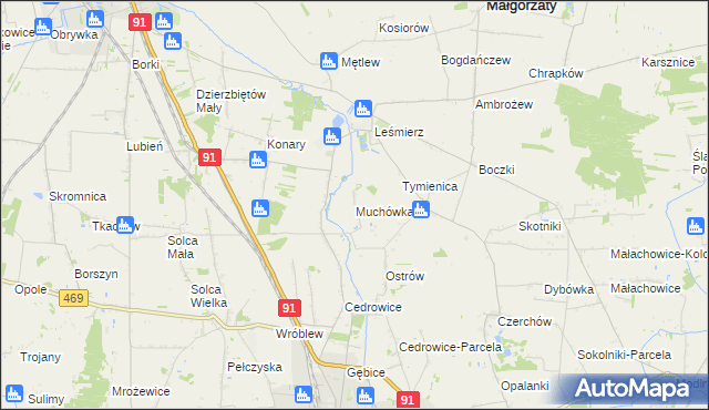 mapa Muchówka gmina Ozorków, Muchówka gmina Ozorków na mapie Targeo