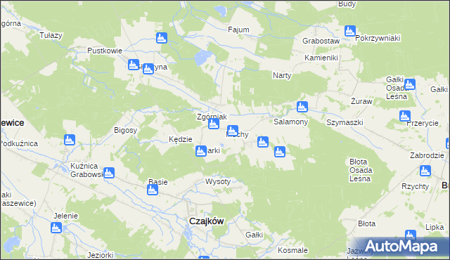 mapa Muchy gmina Czajków, Muchy gmina Czajków na mapie Targeo