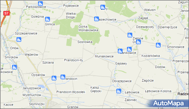 mapa Muniakowice, Muniakowice na mapie Targeo