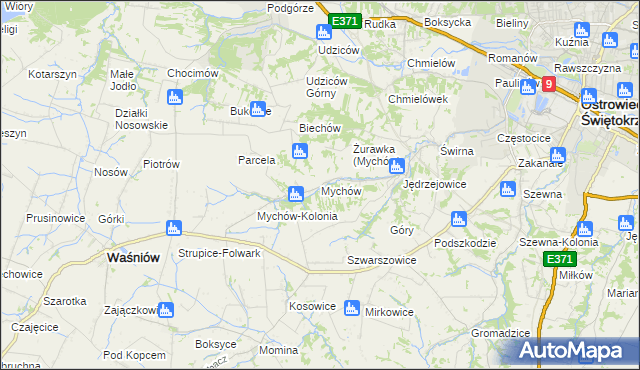 mapa Mychów, Mychów na mapie Targeo