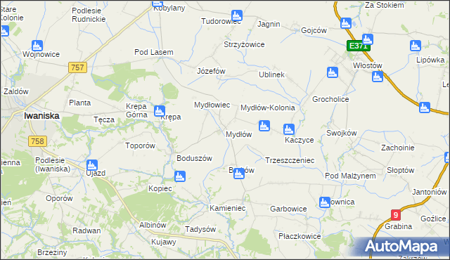 mapa Mydłów, Mydłów na mapie Targeo