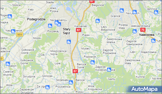 mapa Myślec, Myślec na mapie Targeo