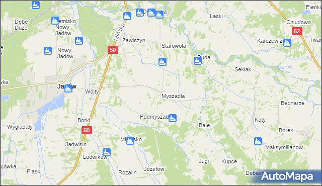 mapa Myszadła, Myszadła na mapie Targeo