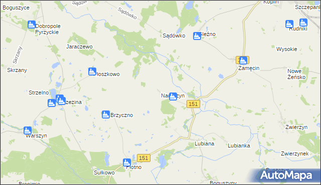 mapa Nadarzyn gmina Pełczyce, Nadarzyn gmina Pełczyce na mapie Targeo