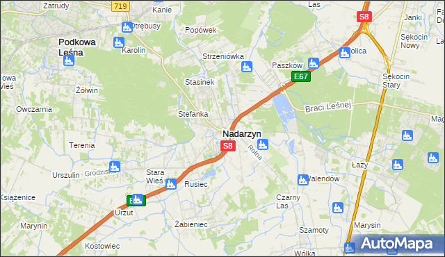 mapa Nadarzyn powiat pruszkowski, Nadarzyn powiat pruszkowski na mapie Targeo