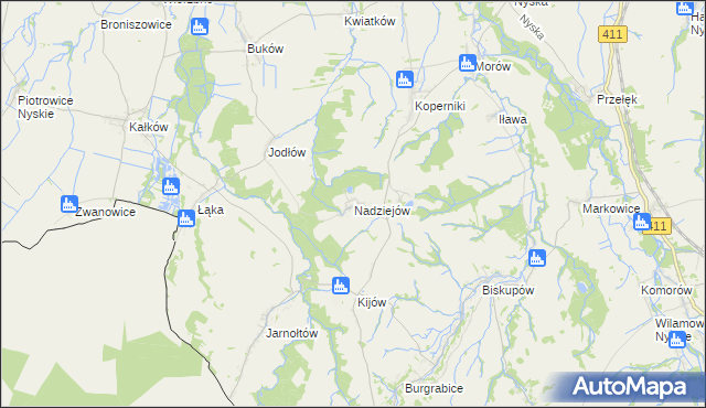 mapa Nadziejów gmina Otmuchów, Nadziejów gmina Otmuchów na mapie Targeo