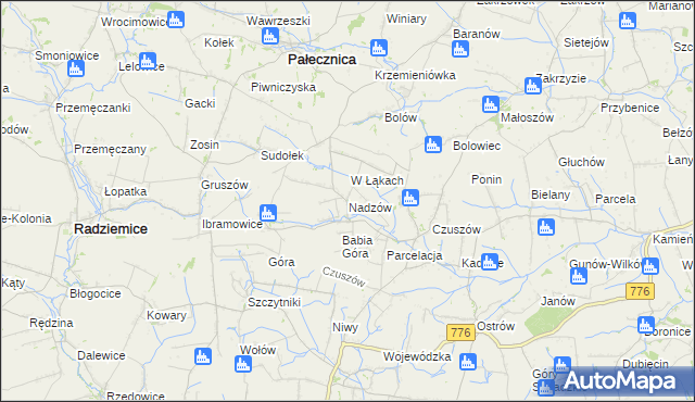 mapa Nadzów, Nadzów na mapie Targeo