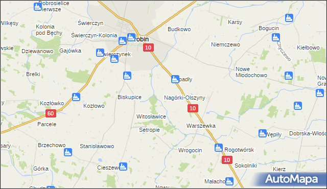 mapa Nagórki-Olszyny, Nagórki-Olszyny na mapie Targeo