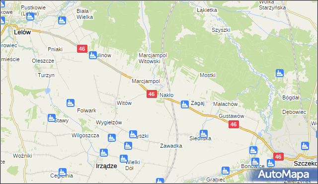 mapa Nakło gmina Lelów, Nakło gmina Lelów na mapie Targeo