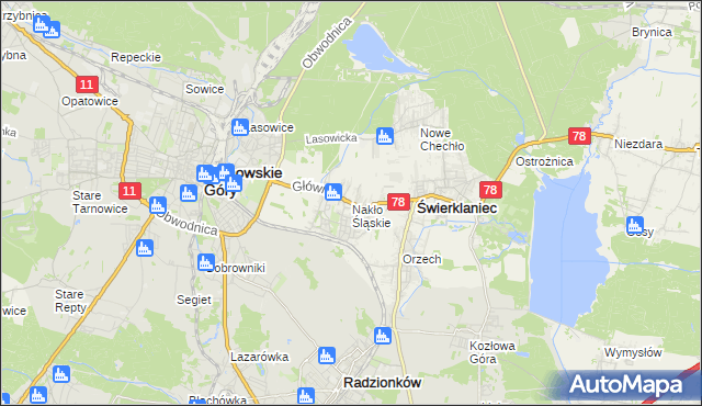 mapa Nakło Śląskie, Nakło Śląskie na mapie Targeo