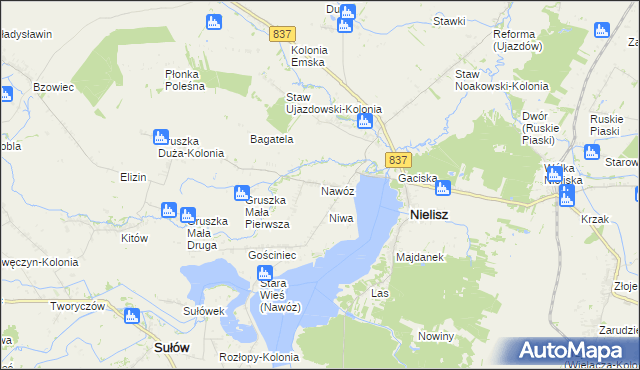 mapa Nawóz, Nawóz na mapie Targeo