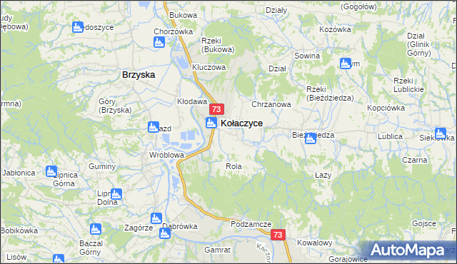 mapa Nawsie Kołaczyckie, Nawsie Kołaczyckie na mapie Targeo