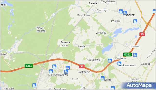 mapa Nekla gmina Dobrcz, Nekla gmina Dobrcz na mapie Targeo