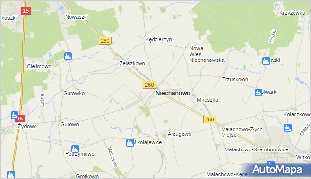 mapa Niechanowo, Niechanowo na mapie Targeo