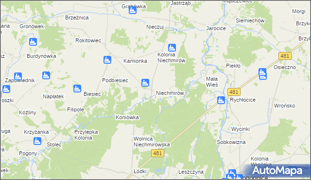 mapa Niechmirów, Niechmirów na mapie Targeo