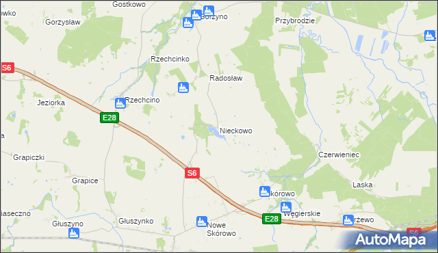 mapa Nieckowo, Nieckowo na mapie Targeo