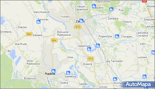 mapa Niedomice, Niedomice na mapie Targeo