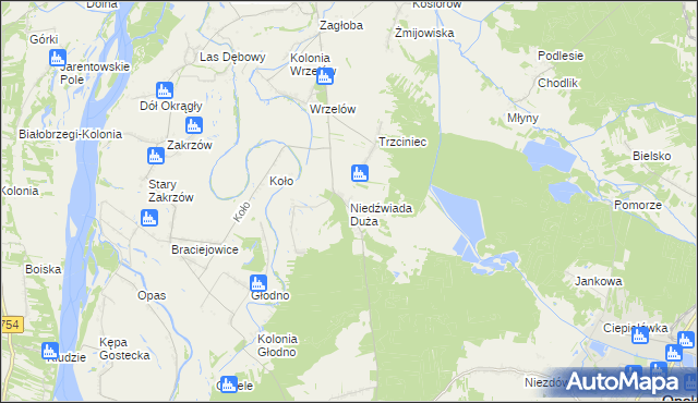 mapa Niedźwiada Duża, Niedźwiada Duża na mapie Targeo