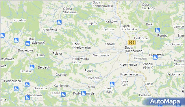 mapa Niedźwiada gmina Ropczyce, Niedźwiada gmina Ropczyce na mapie Targeo