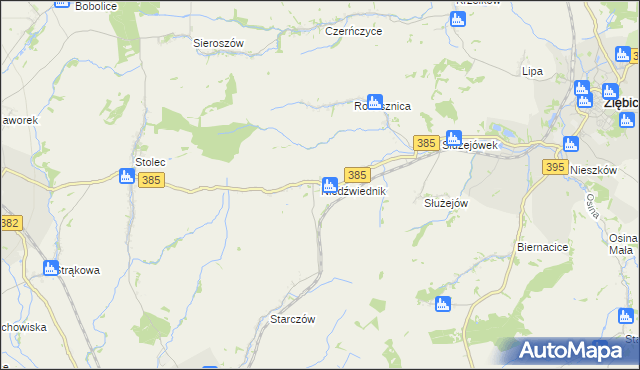 mapa Niedźwiednik gmina Ziębice, Niedźwiednik gmina Ziębice na mapie Targeo