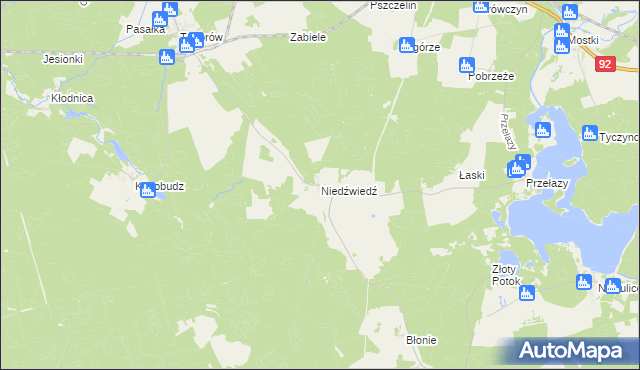 mapa Niedźwiedź gmina Łagów, Niedźwiedź gmina Łagów na mapie Targeo