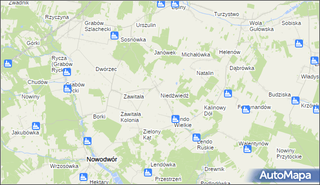 mapa Niedźwiedź gmina Nowodwór, Niedźwiedź gmina Nowodwór na mapie Targeo