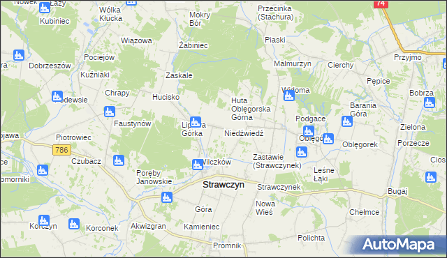 mapa Niedźwiedź gmina Strawczyn, Niedźwiedź gmina Strawczyn na mapie Targeo