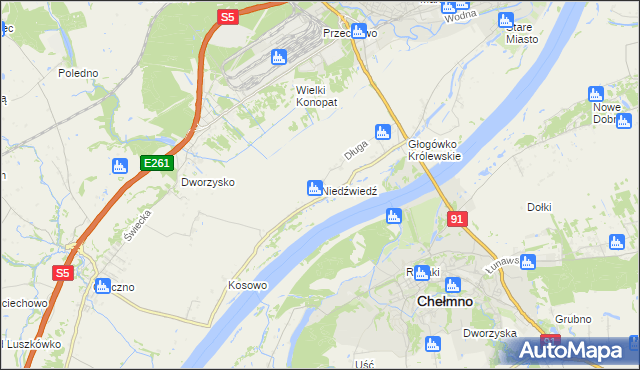 mapa Niedźwiedź gmina Świecie, Niedźwiedź gmina Świecie na mapie Targeo