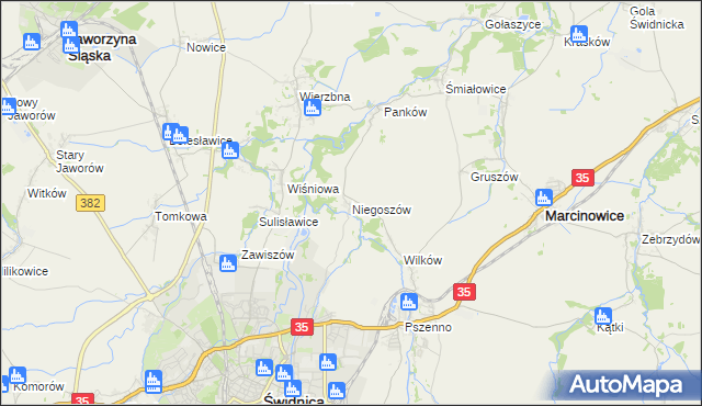 mapa Niegoszów, Niegoszów na mapie Targeo