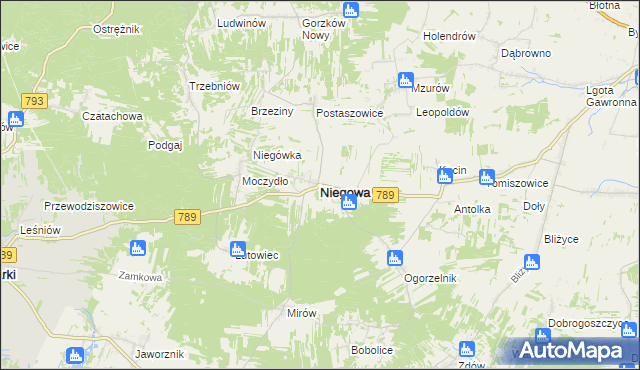 mapa Niegowa, Niegowa na mapie Targeo