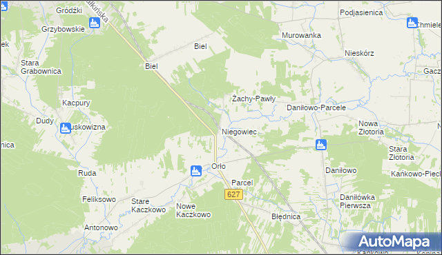 mapa Niegowiec, Niegowiec na mapie Targeo