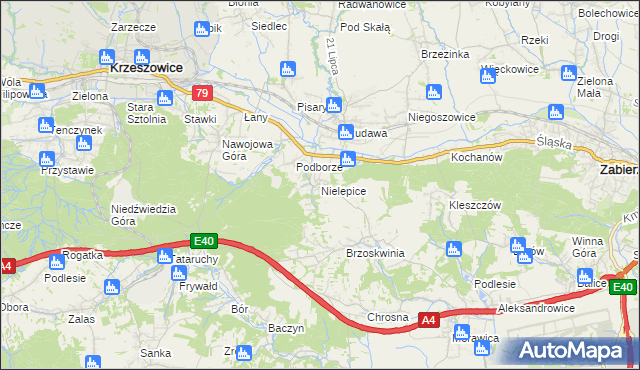 mapa Nielepice, Nielepice na mapie Targeo