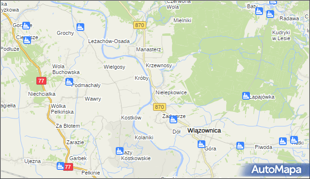 mapa Nielepkowice, Nielepkowice na mapie Targeo