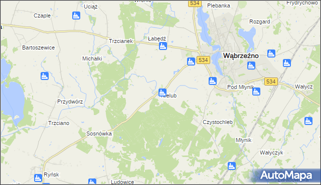 mapa Nielub, Nielub na mapie Targeo