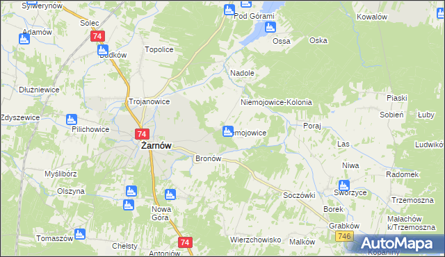 mapa Niemojowice, Niemojowice na mapie Targeo