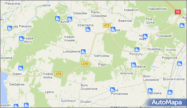 mapa Niemysłów, Niemysłów na mapie Targeo