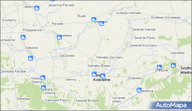 mapa Nienałty-Szymany, Nienałty-Szymany na mapie Targeo