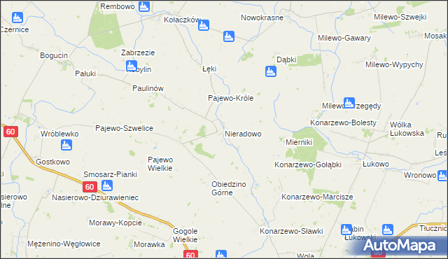 mapa Nieradowo gmina Gołymin-Ośrodek, Nieradowo gmina Gołymin-Ośrodek na mapie Targeo